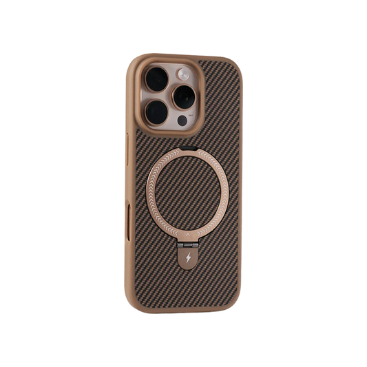 Premium Carbon Fiber iPhone shock-proof Case with Magnetic Ring Stand