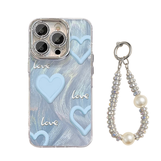 iPhone Shining Feather Heart Anti-fingerprint protection Phone Case (All Model Included a shiny beads)