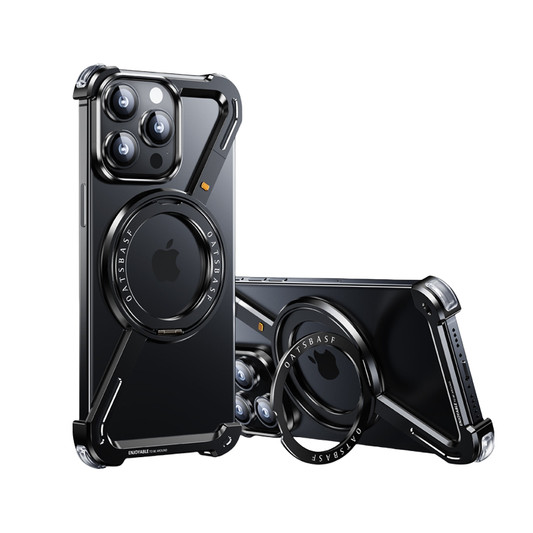 Metallic MagSafe iPhone Case with Rotating Stand & Drop Protection