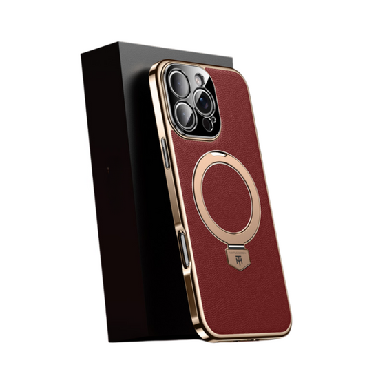 AIKRAS Business Professionals Leather Case with MagSafe Ring Stand for iPhone 17/ 16/ 15/ 14