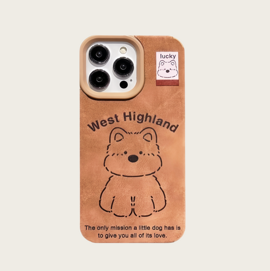West Highland Warm Brown Leather iPhone Case – Cozy Style, All-Around Protection