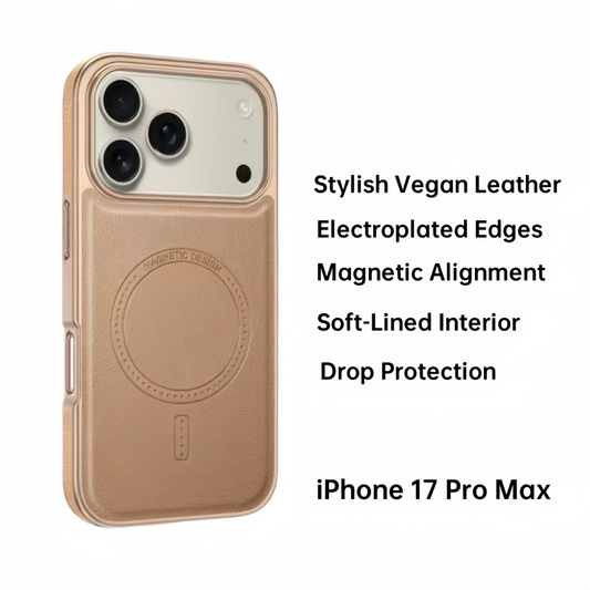 Magnetic Slim Vegan Leather Case | Electroplated Edge, MagSafe Ready