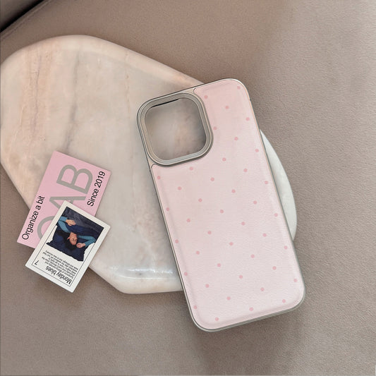 Korean Minimalist Polka Dot Leather iPhone Case