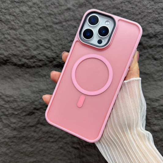 Skin-feeling magnetic frosted all-inclusive contrast color Apple anti-fall case