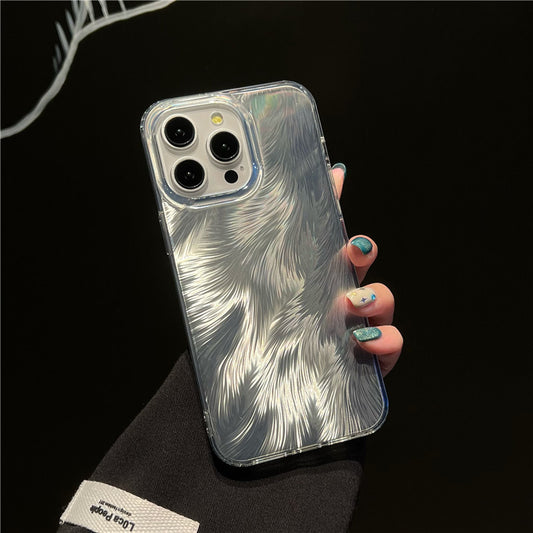 Silver Feather Shimmer Full Protection iPhone Case