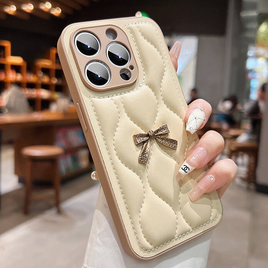 Wavy Leather Wrist Strap iPhone Case with Cute Charms