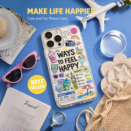 AIRKAS Aesthetic Collage Affirmations Case & Happy Journey Case & For iPhone 17 / 16 Pro Max