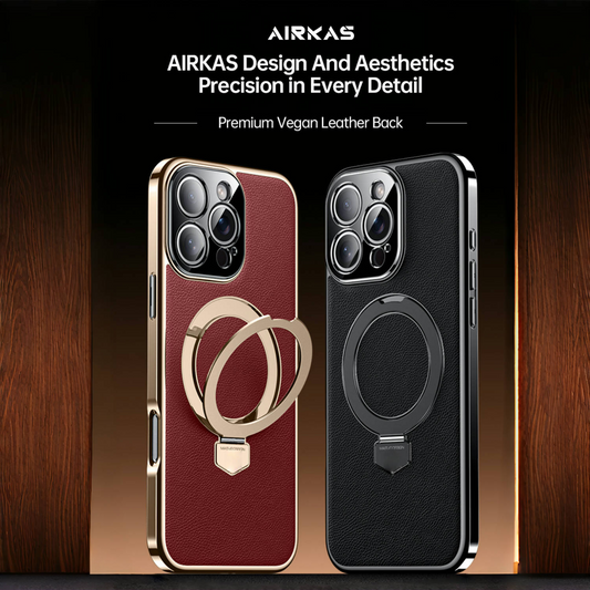 AIKRAS Business Professionals Leather Case with MagSafe Ring Stand for iPhone 17/ 16/ 15/ 14