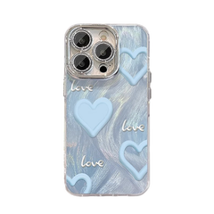 iPhone Shining Feather Heart Anti-fingerprint protection Phone Case (All Model Included a shiny beads)
