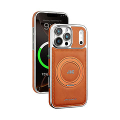 AIRKAS Luxury Leather 360° Rotating Stand iPhone Case with MagSafe for iPhone 17 Pro Max/ 16 / 15/ 14 / 13
