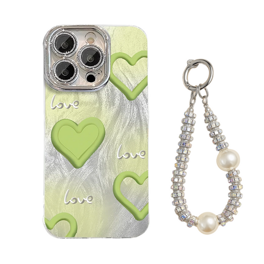 iPhone Shining Feather Heart Anti-fingerprint protection Phone Case (All Model Included a shiny beads)