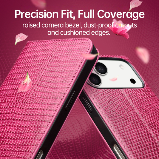 New Rose Red Real Leather iPhone Case for iPhone 17 Pro Max   iPhone 16 Pro Max  - Warm Touch, Elegant Protection