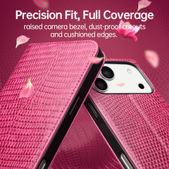 New Rose Red Real Leather iPhone Case for iPhone 17 Pro Max   iPhone 16 Pro Max  - Warm Touch, Elegant Protection
