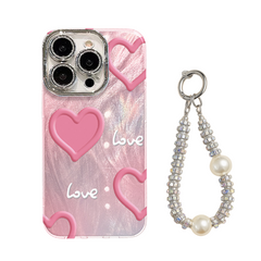 iPhone Shining Feather Heart Anti-fingerprint protection Phone Case (All Model Included a shiny beads)