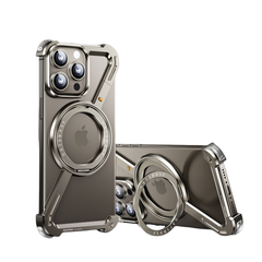 Metallic MagSafe iPhone Case with Rotating Stand & Drop Protection