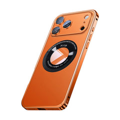 Magnetic Aluminum Metal Phone Case with Transparent Apple Logo Window & Camera Protection