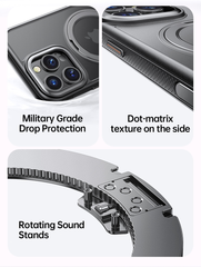 Upgraded 360° Rotating Stand Magnetic Support Case for iPhone 17/16/15  [Innovative 3-in-1 : Magnetic +KickStand+Ring Holder]