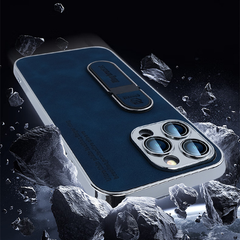 Elegant Vegan Leather Protective iPhone Case with stand