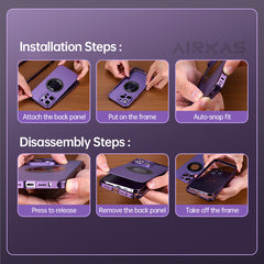 Magnetic Aluminum Metal Phone Case with Transparent Apple Logo Window & Camera Protection