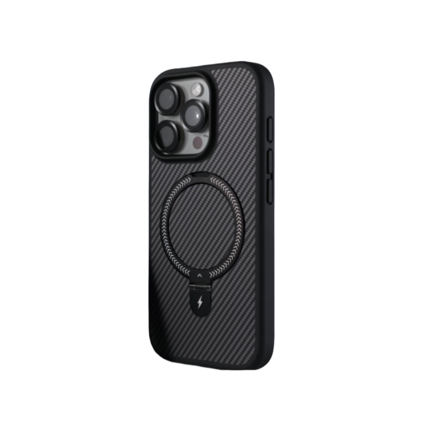Premium Carbon Fiber iPhone shock-proof Case with Magnetic Ring Stand
