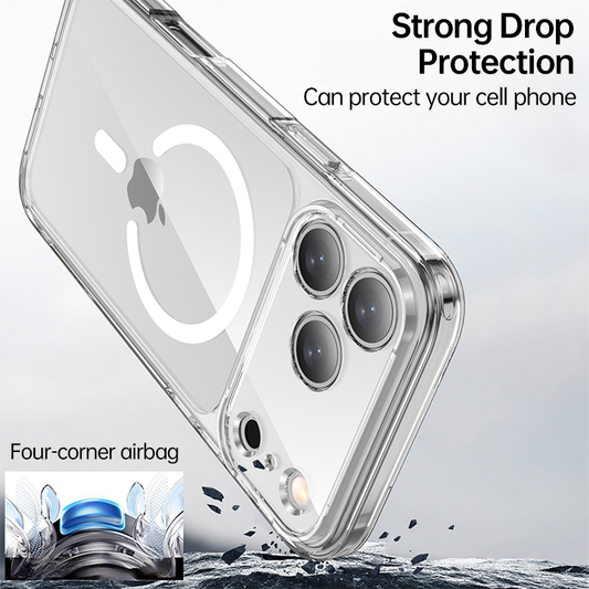 AIRKAS iPhone 17 Pro Max Magnetic Clear Protective Case – Glittering Finish, Strong Drop Defense
