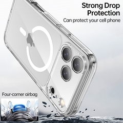AIRKAS iPhone 17 Pro Max Magnetic Clear Protective Case – Glittering Finish, Strong Drop Defense