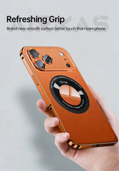 Magnetic Aluminum Metal Phone Case with Transparent Apple Logo Window & Camera Protection