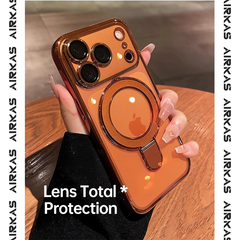 AIRKAS iPhone 17 Corner Airbags Magnetic Shockproof Ice-Clear Stand Case – Anti-Yellowing & Full-Edge Protection