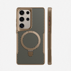 Samsung Carbon Fiber Magnetic Stand Phone Case For S25 Ultra S24 Ultra
