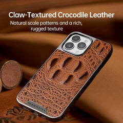 Premium Crocodile Grain Leather iPhone Case with Embossed Claw