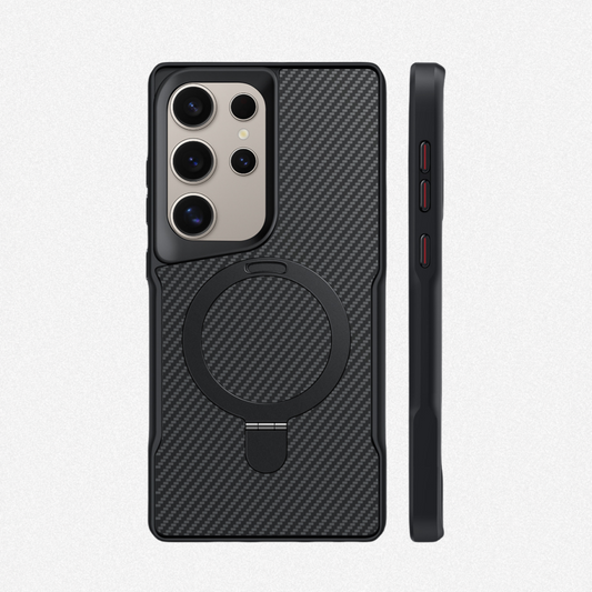 Samsung Carbon Fiber Magnetic Stand Phone Case For S25 Ultra S24 Ultra