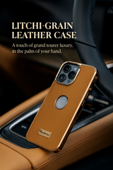 Genuine Litchi-Grain Real Leather MagSafe Case for iPhone 17/16/15/ Series