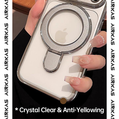 AIRKAS iPhone 17 Corner Airbags Magnetic Shockproof Ice-Clear Stand Case – Anti-Yellowing & Full-Edge Protection