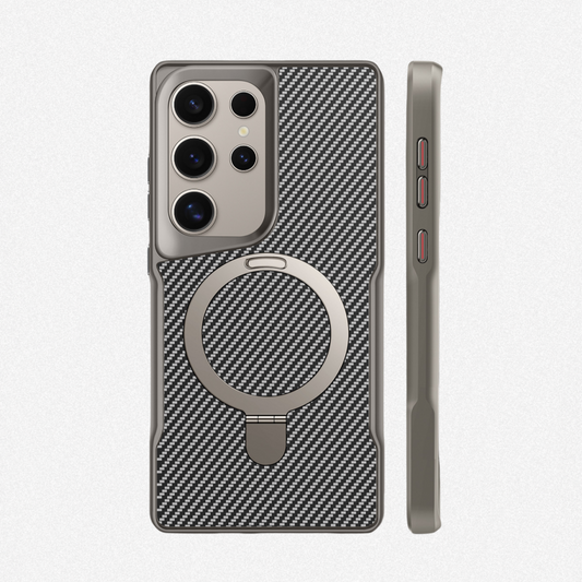 Samsung Carbon Fiber Magnetic Stand Phone Case For S25 Ultra S24 Ultra