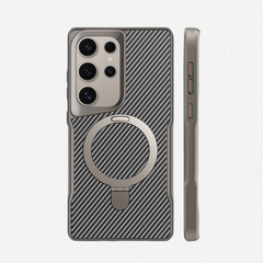 Samsung Carbon Fiber Magnetic Stand Phone Case For S25 Ultra S24 Ultra