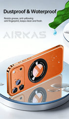 Magnetic Aluminum Metal Phone Case with Transparent Apple Logo Window & Camera Protection