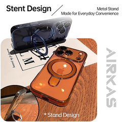 AIRKAS iPhone 17 Corner Airbags Magnetic Shockproof Ice-Clear Stand Case – Anti-Yellowing & Full-Edge Protection