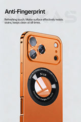 Magnetic Aluminum Metal Phone Case with Transparent Apple Logo Window & Camera Protection