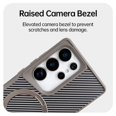 Samsung Carbon Fiber Magnetic Stand Phone Case For S25 Ultra S24 Ultra
