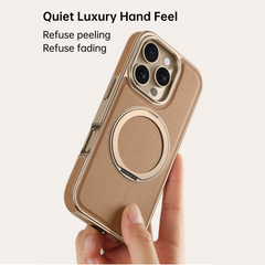 Magnetic Stand Vegan Leather Case | Electroplated Edge, MagSafe Ready