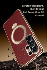 Samsung Vegan Leather magnetic stand phone case