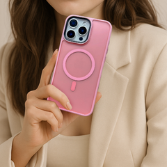 Skin-feeling magnetic frosted all-inclusive contrast color Apple anti-fall case