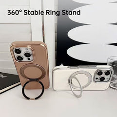 Magnetic Stand Vegan Leather Case | Electroplated Edge, MagSafe Ready