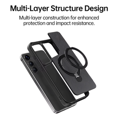 Samsung Carbon Fiber Magnetic Stand Phone Case For S25 Ultra S24 Ultra