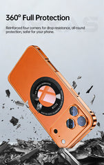 Magnetic Aluminum Metal Phone Case with Transparent Apple Logo Window & Camera Protection