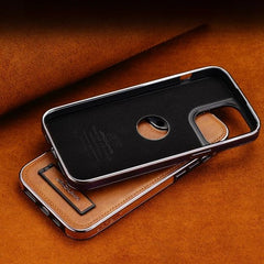 iPhone Leather Kickstand Case with Plated Edges