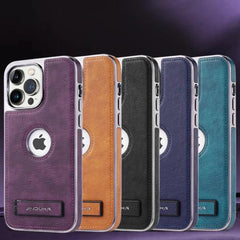 iPhone Leather Kickstand Case with Plated Edges