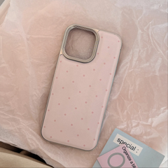 Korean Minimalist Polka Dot Leather iPhone Case