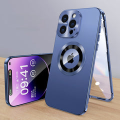 360° Magnetic Protection iPhone Case – HD Glass, Metal Frame, Shockproof Design