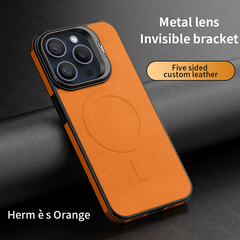 Hidden Bracket MagSafe  Leather Case for iPhone 16/15/14 Pro Max